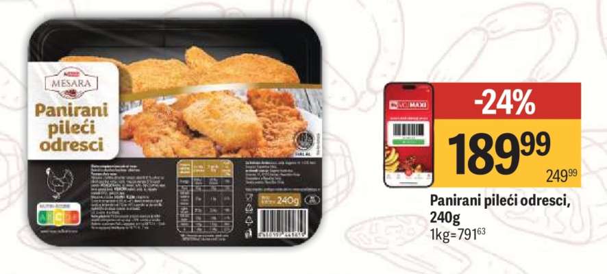 Panirani pileći odresci 240g
