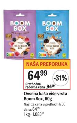 Ovsena kaša više vrsta Boom Box , 60g