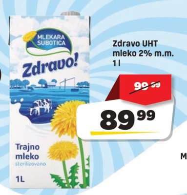 Zdravo uht mleko 2%m.m. 1l