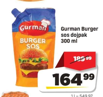 Gurman burger sos doypak 300 ml