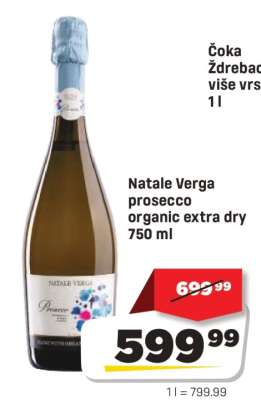 Natale Verga prosecco organic extra dry 750 ml