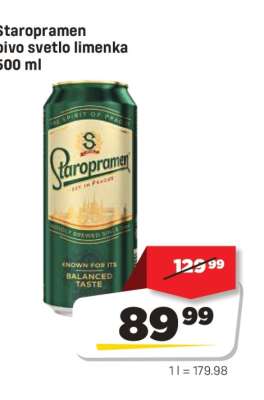 Staropramen pivo svetlo limenka 500 ml
