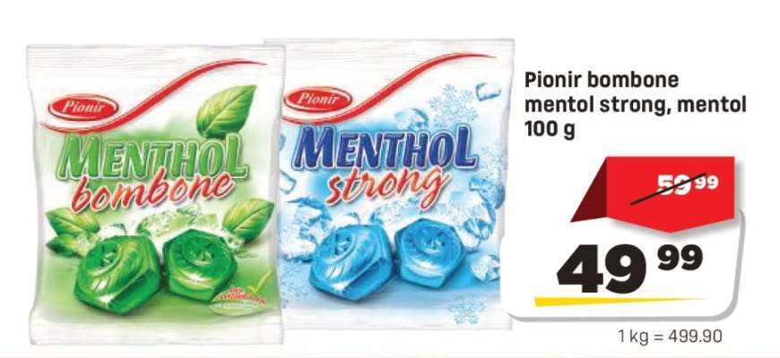 Pionir bombone mentol strong, mentol 100 g