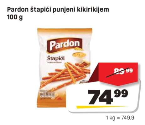 Pardon Štapići punjeni kikirikijem, 100 g