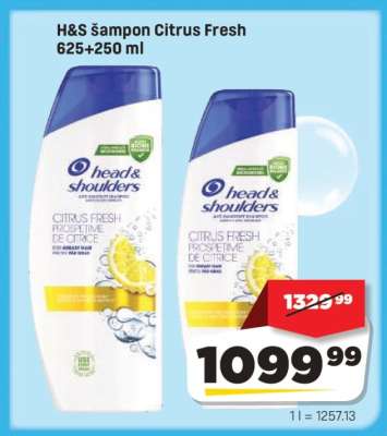 H&S šampon Citrus Fresh 625+250 ml
