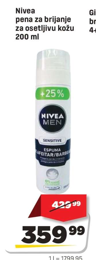 Nivea pena za brijanje za osetljivu kožu 200 ml