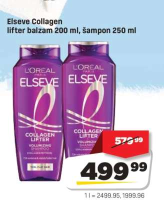 Elseve Collagen lifter balzam 200 ml, šampon 250 ml