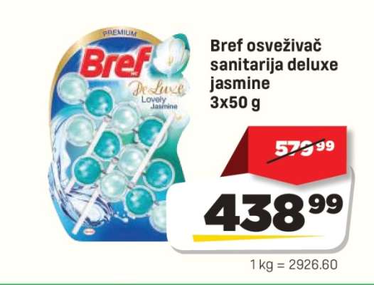 Bref osveživač sanitarija deluxe jasmine 3x50 g