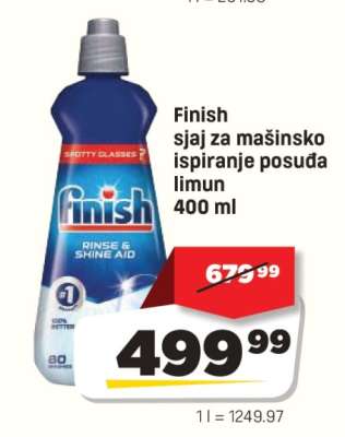 Finish sjaj za mašinsko ispiranje posuđa limun 400 ml