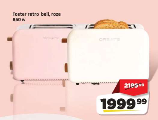 Toster retro beli, roze