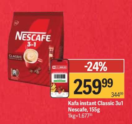 Kafa instant Classic 3u1 Nescafe 155g