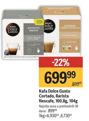 Kafa Dolce Gusto Cortado, Barista Nescafe, 100.8g, 104g