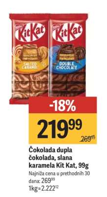 Čokolada dupla čokolada, slana karamela Kit Kat, 99g