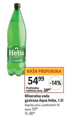 Mineralna voda gazirana Aqua Heba, 1.5l
