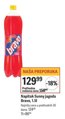 Napitak Sunny jagoda Bravo, 1.5l
