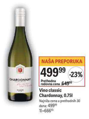Vino Classic Chardonnay, 0,75l