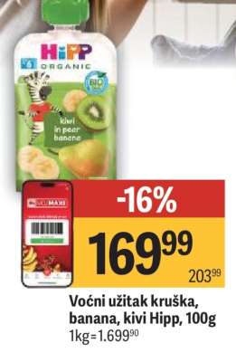 Voćni užitak kruška, banana, kivi Hipp, 100g