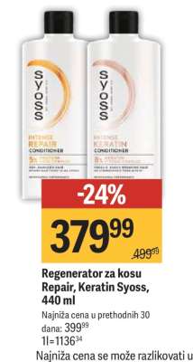 Regenerator za kosu Repair, Keratin Syoss, 440 ml