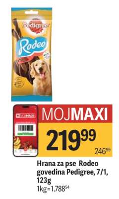 Hrana za pse Rodeo govedina Pedigree, 7/1, 123g