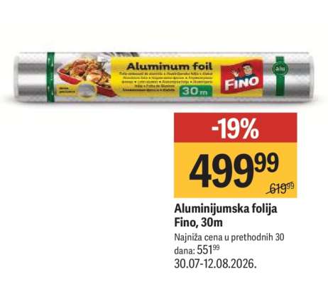 Aluminijumska folija Fino 30m