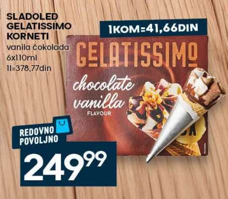SLADOLED GELATISSIMO KORNETI