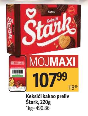 Keksići kakao preliv Štark 220g