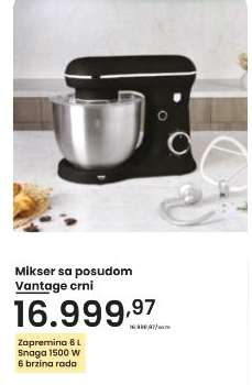 Mikser sa posudom Vantage crni