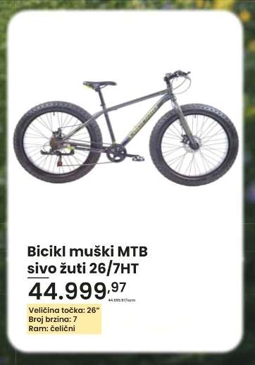 Bicikl muški MTB sivo žuti 26/7HT