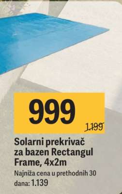 Solarni prekrivač za bazen Rectangul Frame, 4x2m
