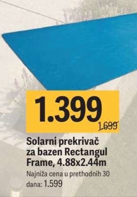 Solarni prekrivač za bazen Rectangul Frame, 4.88x2.44m