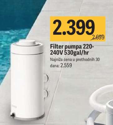 Filter pumpa 220-240V 530gal/hr