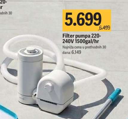Filter pumpa 220-240V 1500gal/hr