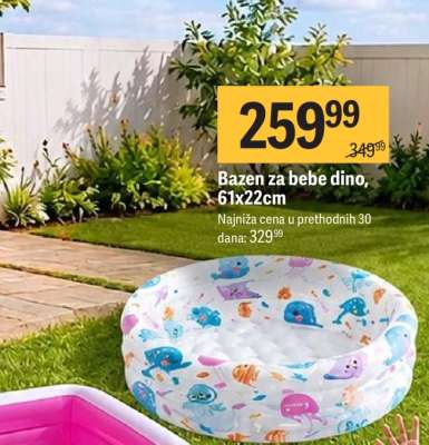 Bazen za bebe dino, 61x22cm