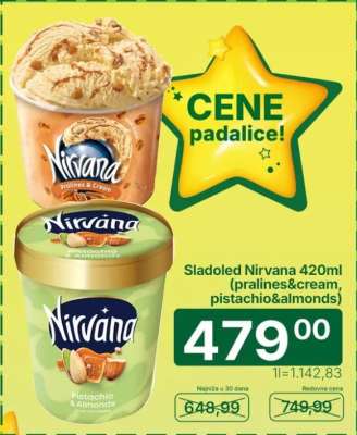 Sladoled Nirvana 420ml (pralines&cream, pistachio&almonds)