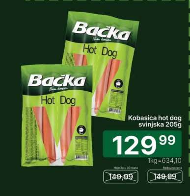 Kobasica hot dog svinjska 205g