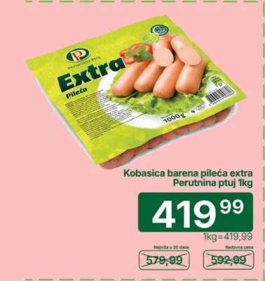 Kobasica barena pileća extra perutnina Ptuj 1kg