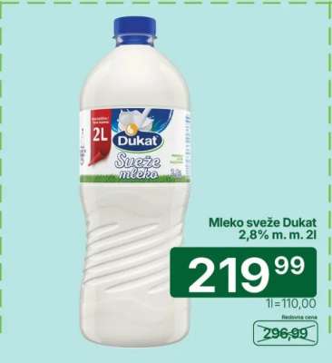 Mleko sveže Dukat 2,8% m.m. 2l