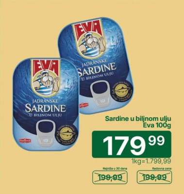 Sardine u biljnom ulju Eva 100g