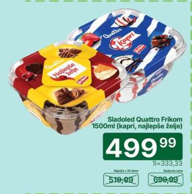 Sladoled Quattro Frikom 1500ml (kapri, najbolje želje)