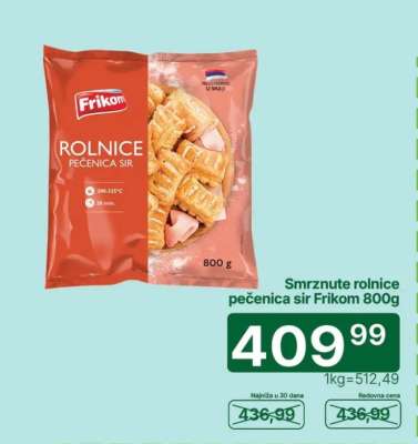 Smrznute rolnice pečenica sir Frikom , 800g