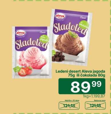 Ledeni desert Aleva jagoda 75g ili čokolada 80g