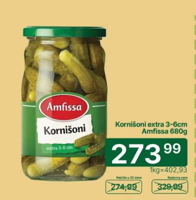 Kornišoni extra 3-6cm Amfissa 680g