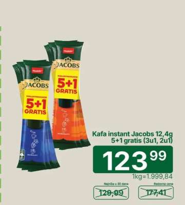 Kafa instant Jacobs 12,4g 5+1 gratis (3u1, 2u1)