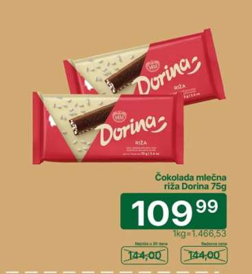 Čokolada mlečna riža Dorina 75g