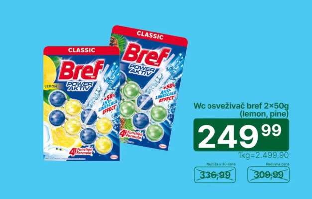 Wc osveživač Bref 2×50g (lemon, pine)
