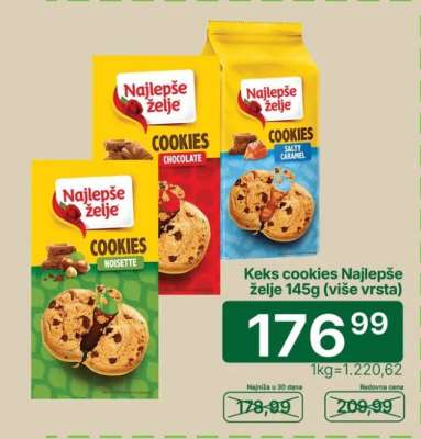Keks cookies Najlepše želje 145g (više vrsta)