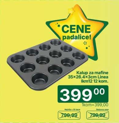 Kalup za mafine 35×26.4×3cm Linea 1km12 12 kom.