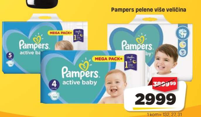 Pampers pelene, više veličina