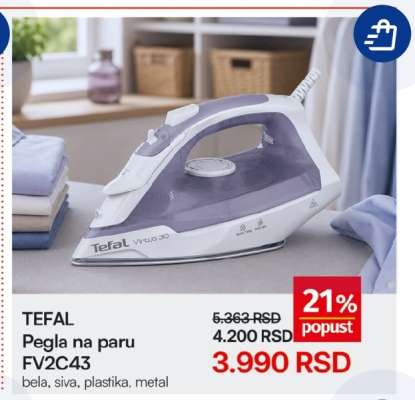 TEFAL Pegla na paru FV2C43