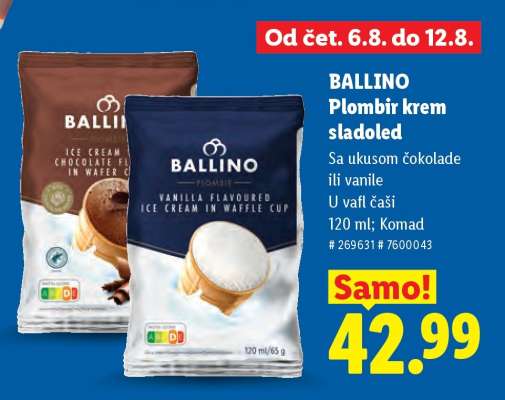 Ballino Plombir krem sladoled